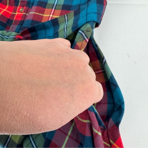 NWT Kiel James Patrick Size L Flannel Tartan Plaid Dress Tie Waist Pockets - Picture 9 of 15